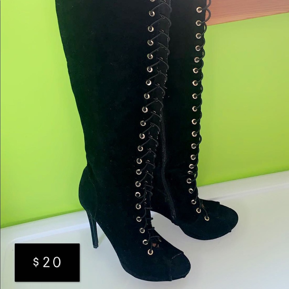 Thigh high suede boots